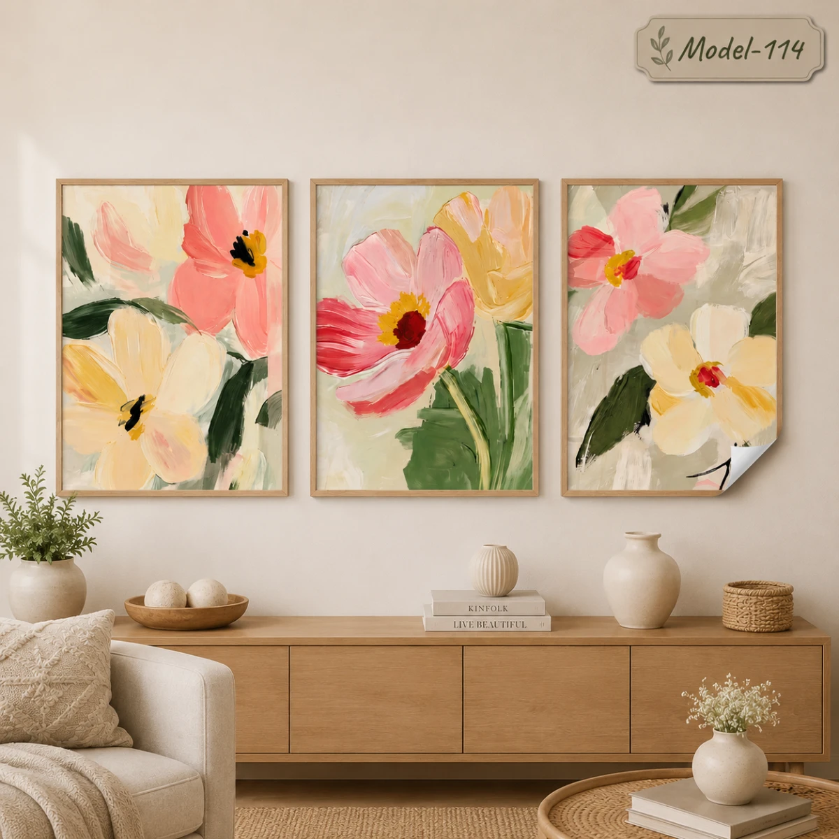Statik Tutunma Özellikli Tablo - Poster Çiçek (Model- 114)