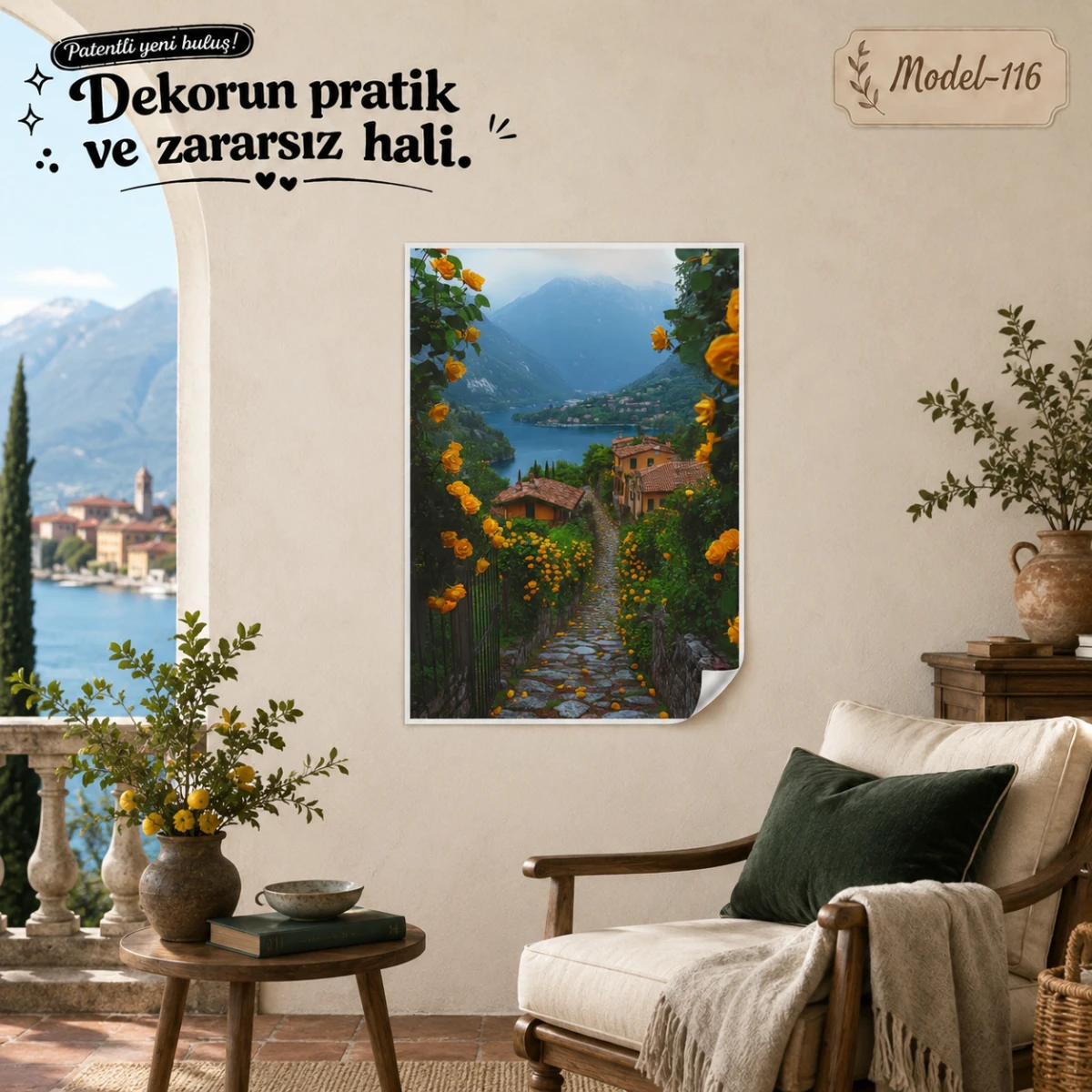 Statik Tutunma Özellikli Tablo - Poster Manzara (Model-116)