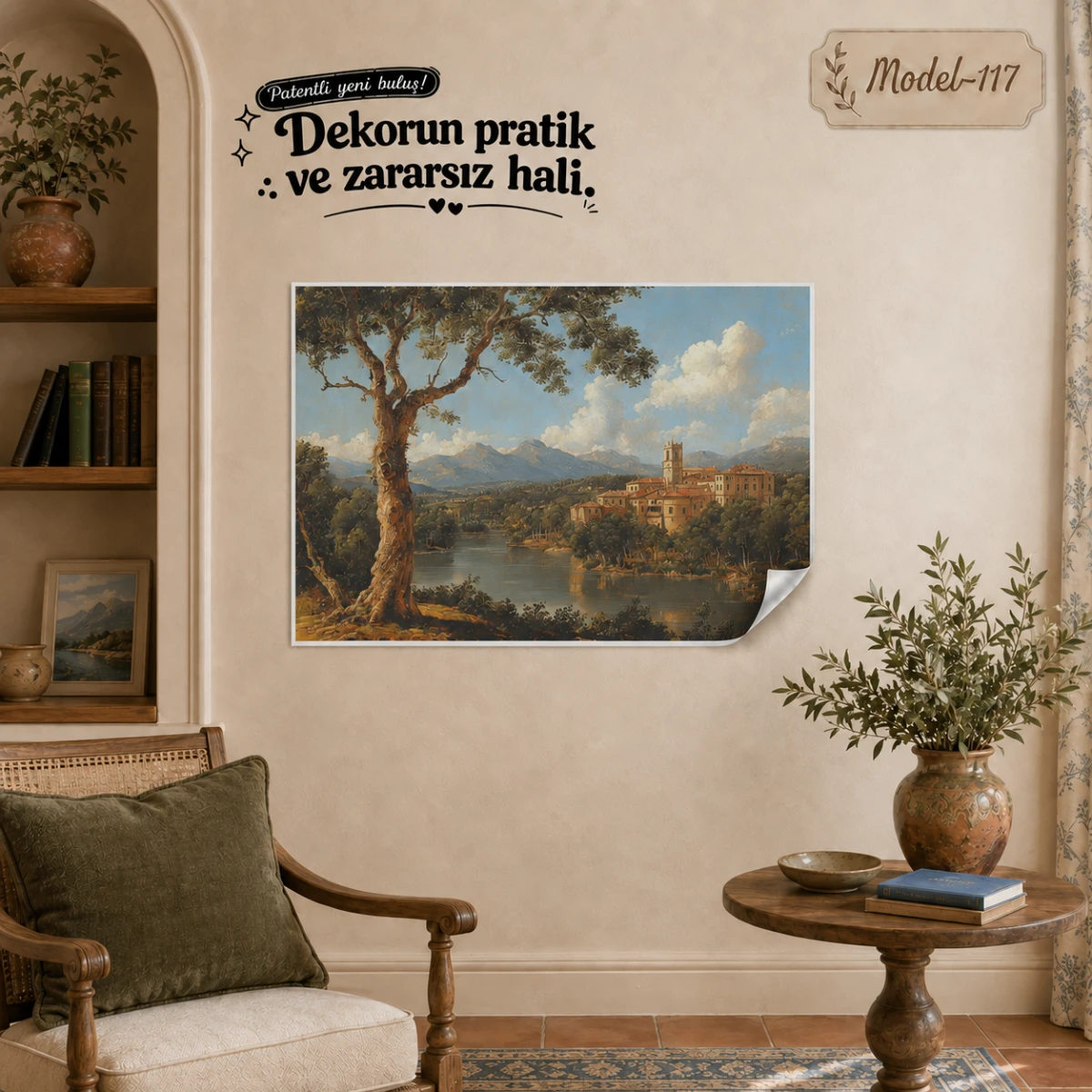 Statik Tutunma Özellikli Tablo - Poster Manzara (Model-117)