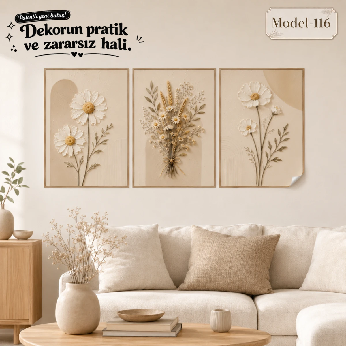 Statik Tutunma Özellikli Tablo - Poster Çiçek (Model- 116)