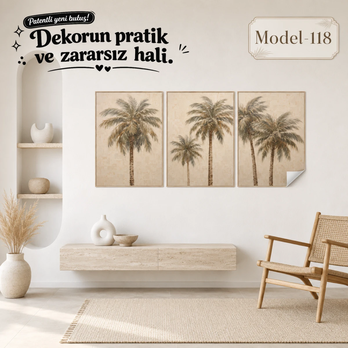 Statik Tutunma Özellikli Tablo - Poster Çiçek (Model- 118)