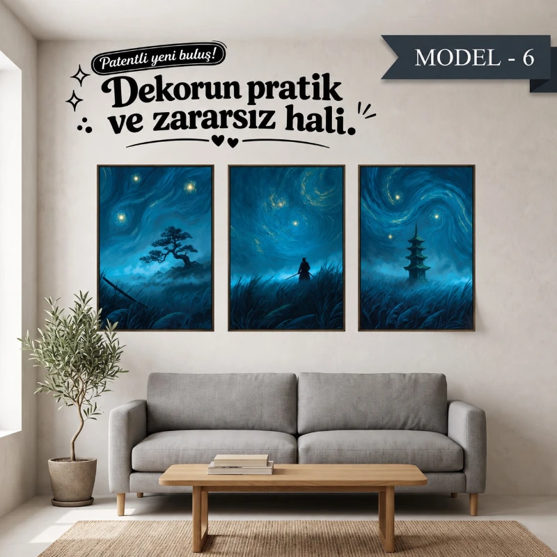 Statik Tutunma Özellikli Tablo - Poster Anime (Model- 6)
