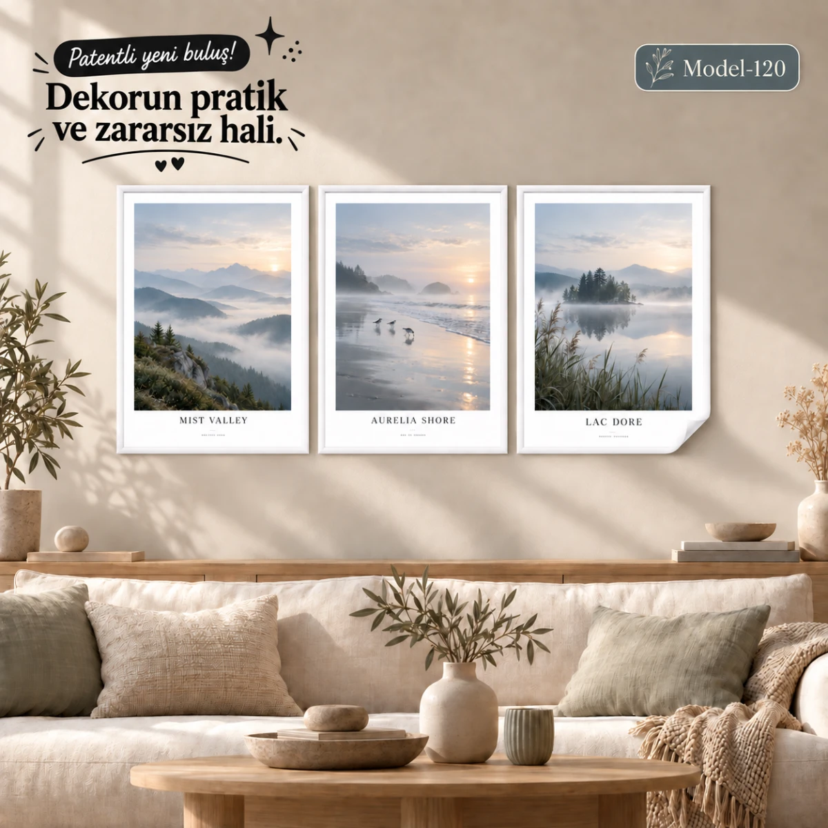 Statik Tutunma Özellikli Tablo - Poster Manzara (Model- 120)
