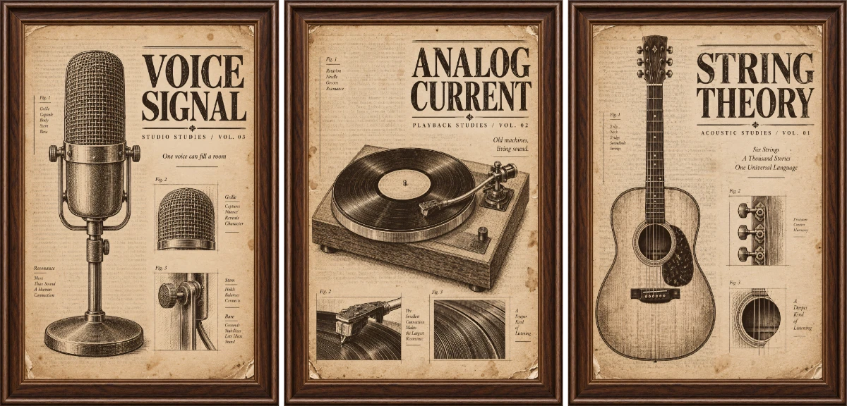 Statik Tutunma Özellikli Tablo - Poster Müzik (Model- 4) 