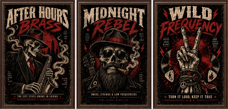 Statik Tutunma Özellikli Tablo - Poster Müzik (Model- 3)