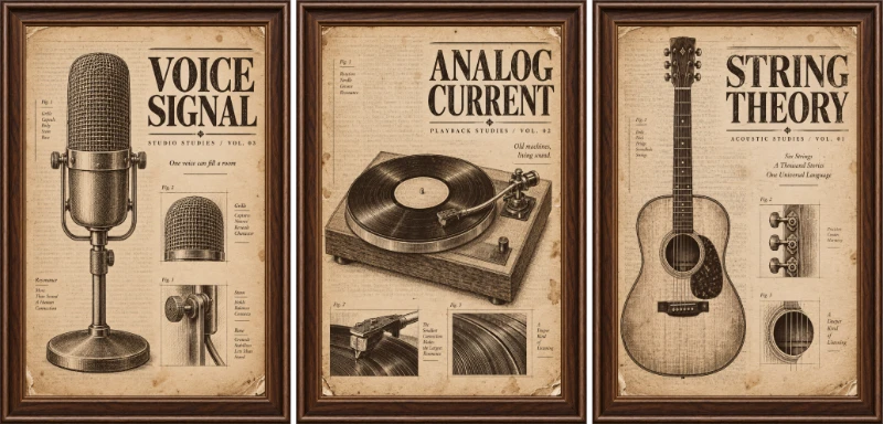 Statik Tutunma Özellikli Tablo - Poster Müzik (Model- 4)