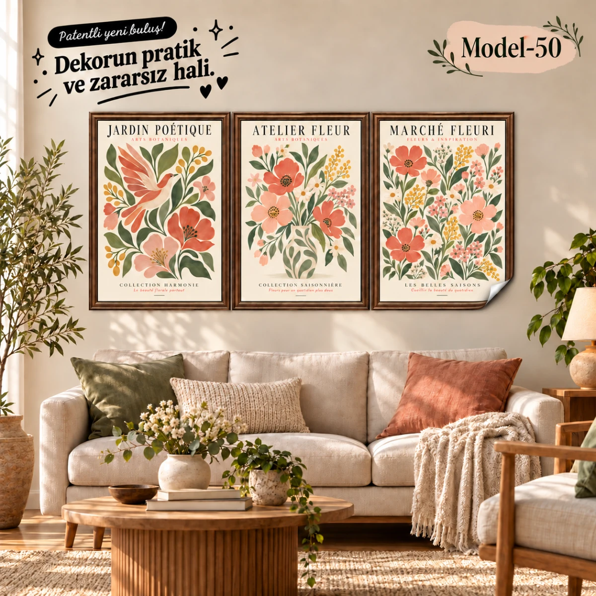 Statik Tutunma Özellikli Tablo - Poster Modern (Model- 50)