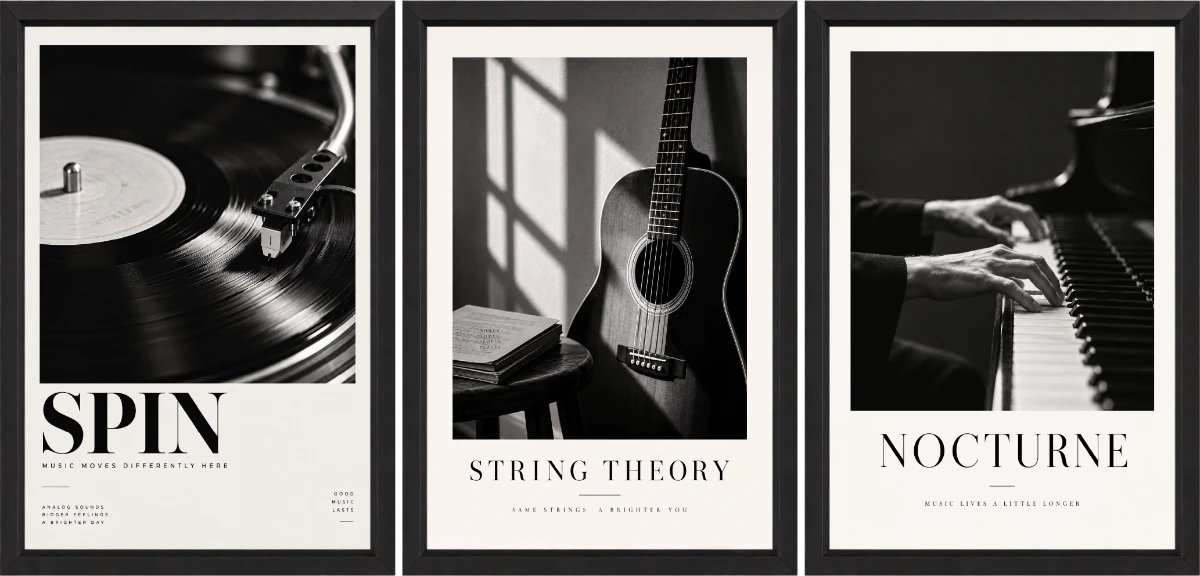 Statik Tutunma Özellikli Tablo - Poster Müzik (Model- 6) 