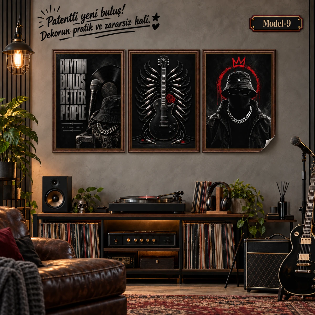 Statik Tutunma Özellikli Tablo - Poster Müzik (Model- 9)