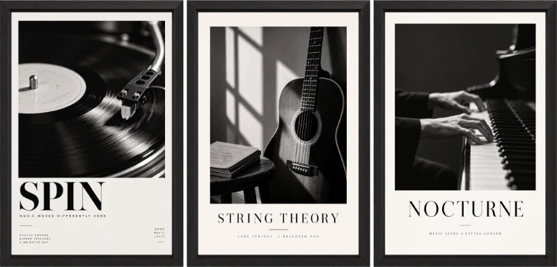 Statik Tutunma Özellikli Tablo - Poster Müzik (Model- 6)