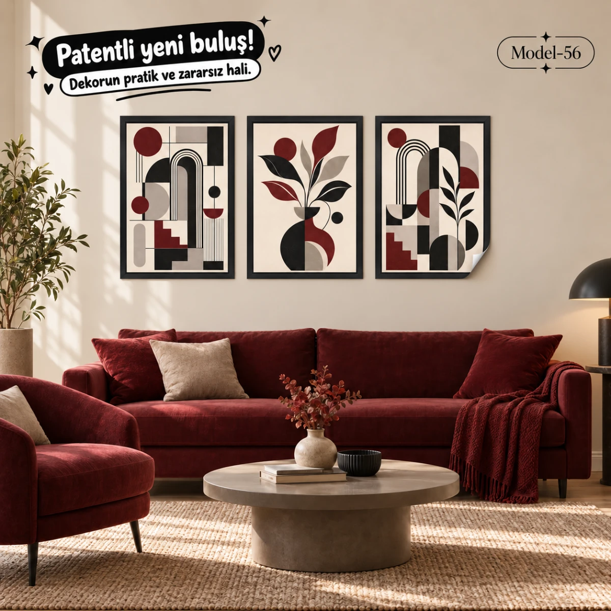 Statik Tutunma Özellikli Tablo - Poster Modern (Model- 56)