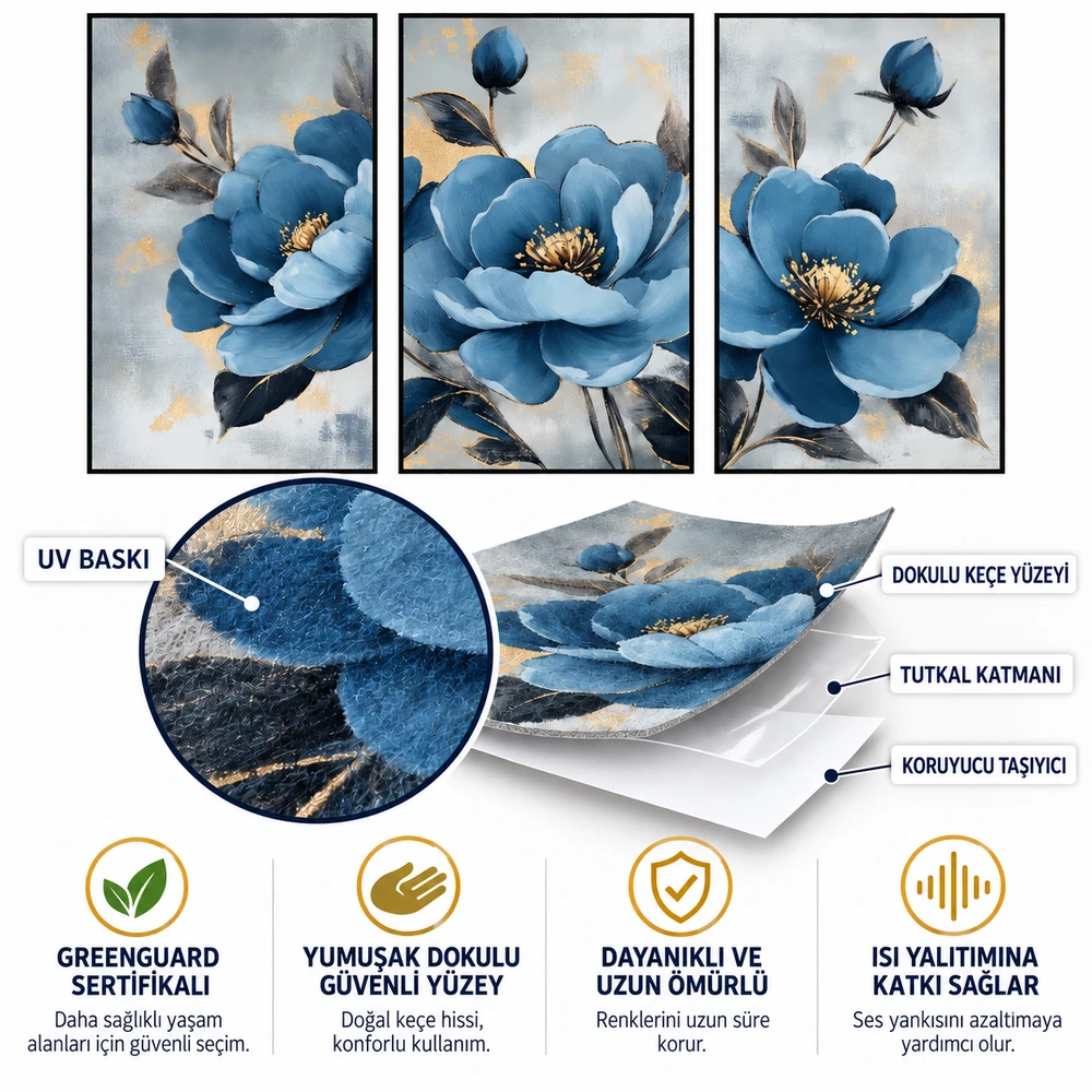 Yapışkanlı Keçe Tablo - Poster Çiçek (Model- 58) 