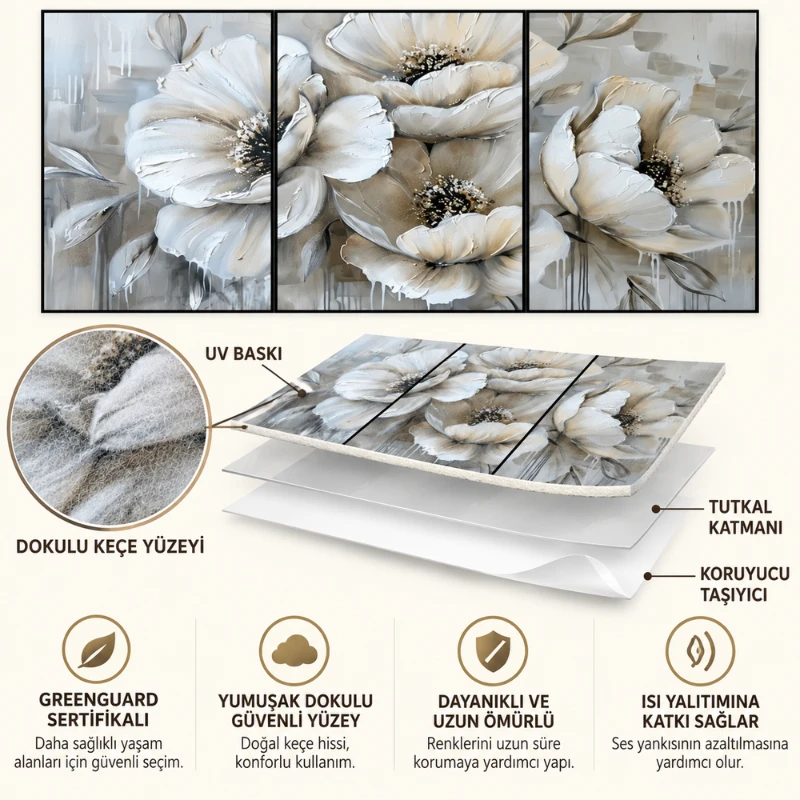 Yapışkanlı Keçe Tablo - Poster Çiçek (Model- 51)
