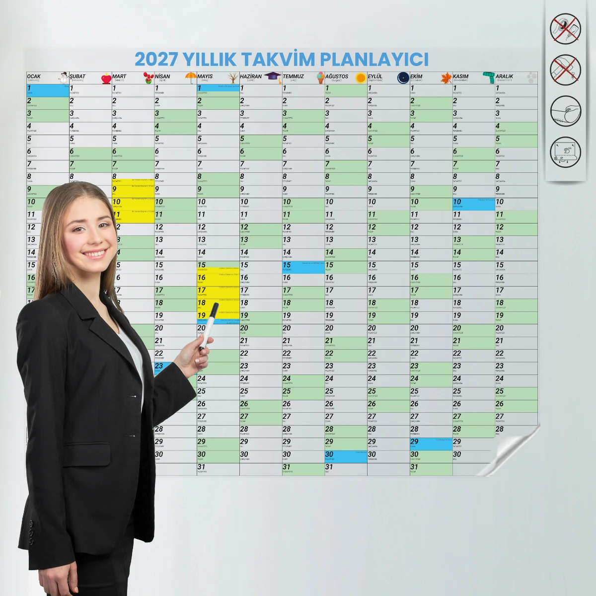 Statik Kağıt 2027 Yıllık Takvim Planlayıcı 